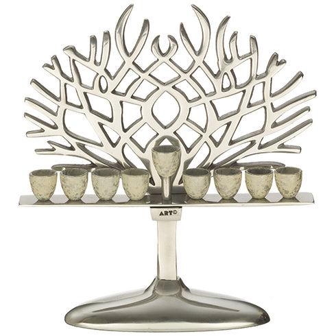 Aluminum Tree Of Life Hanukkiah